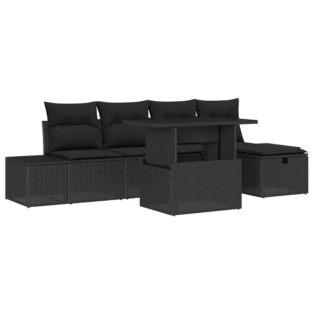 Sjedeća garnitura za vrt 6 pcs Crna poliratan
