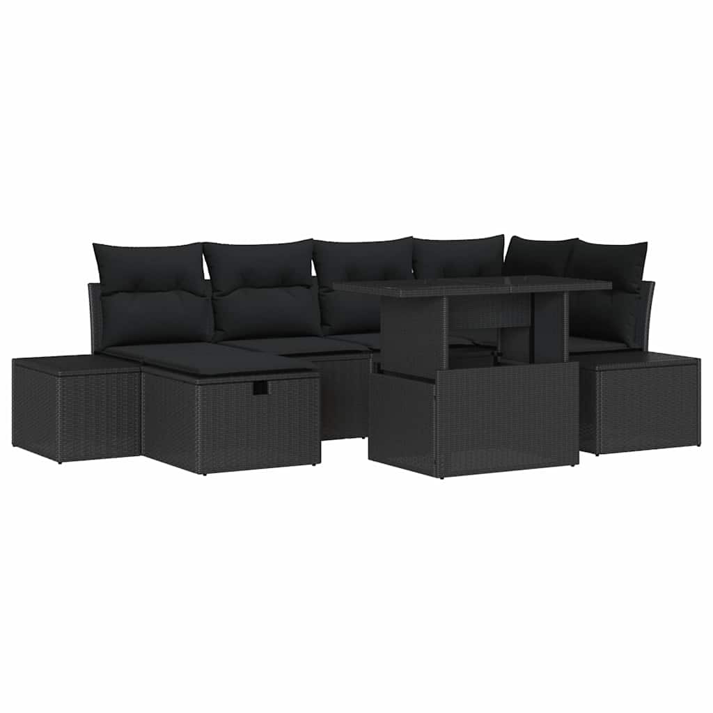 Sjedeća garnitura za vrt 7 pcs Crna poliratan
