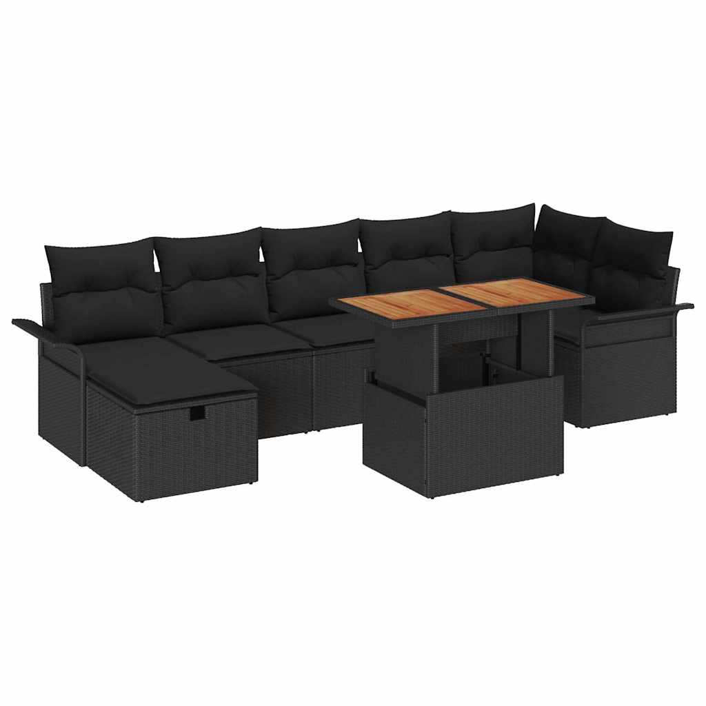 Sjedeća garnitura za vrt 8 pcs Crna poliratan