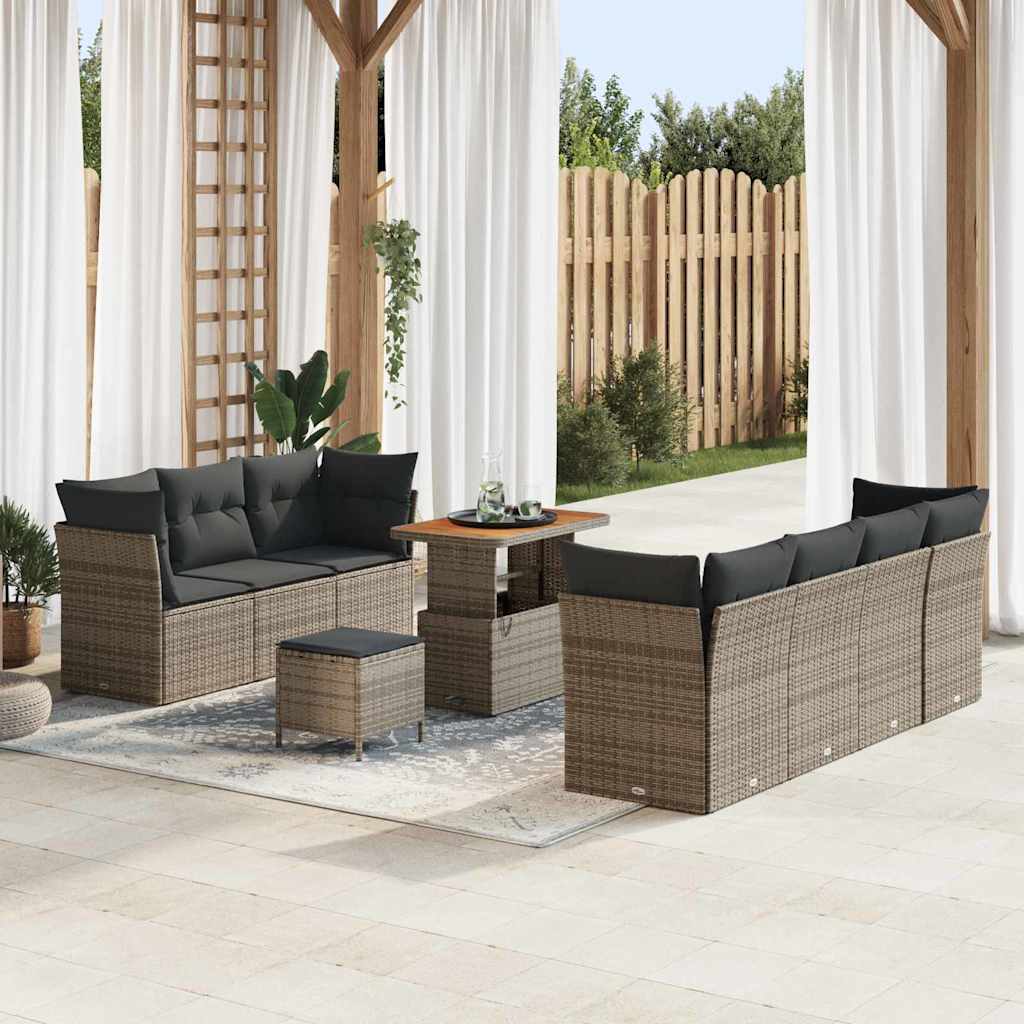 Sjedeća garnitura za vrt 10 pcs Siva poliratan