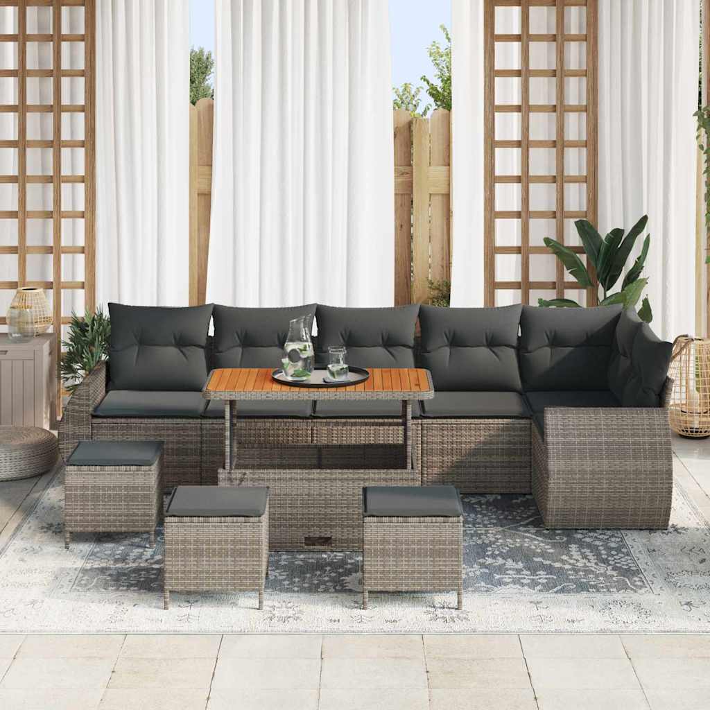Sjedeća garnitura za vrt 10 pcs Siva poliratan