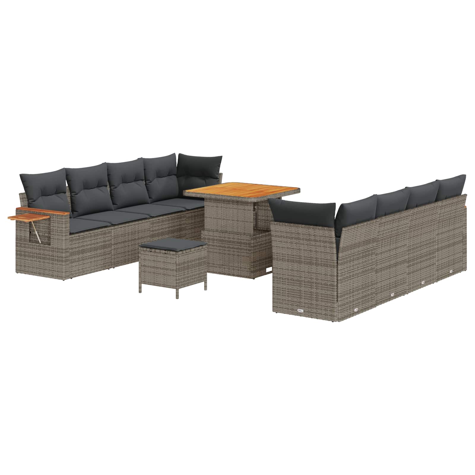 Sjedeća garnitura za vrt 11 pcs Siva poliratan