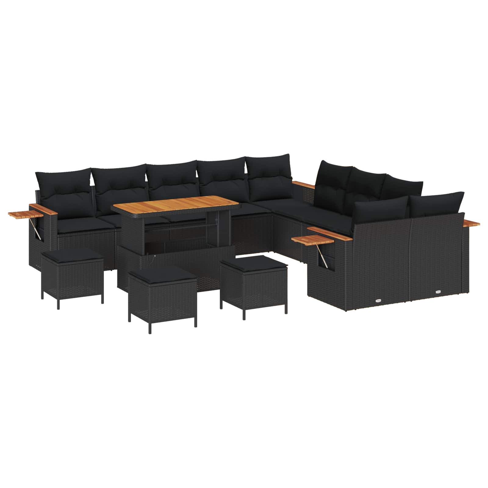 Sjedeća garnitura za vrt 14 pcs Crna poliratan