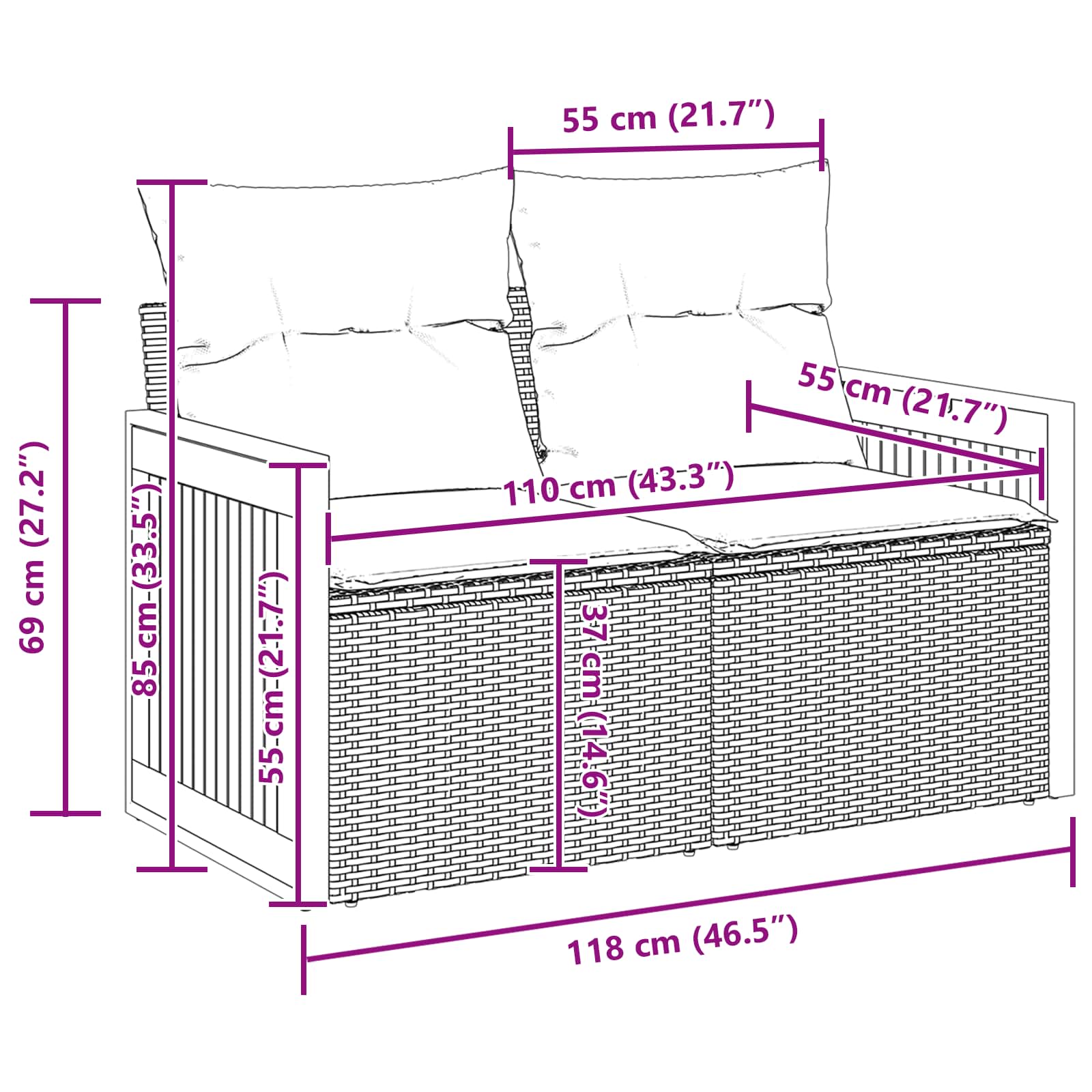 Sjedeća garnitura za vrt s jastukom 10 pcs Bež i svijetlo siva