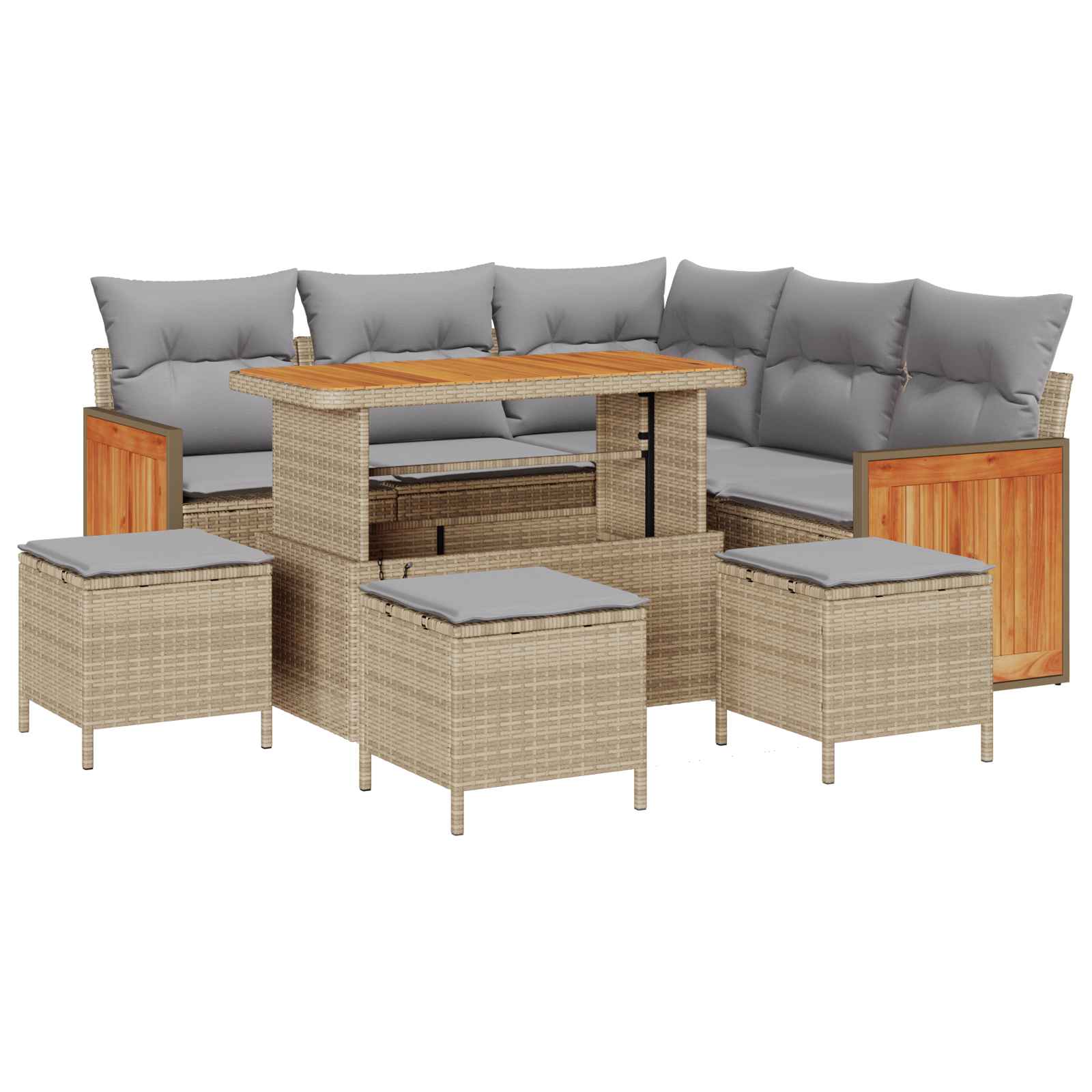 Sjedeća garnitura za vrt s jastukom 9 pcs Bež i svijetlo siva