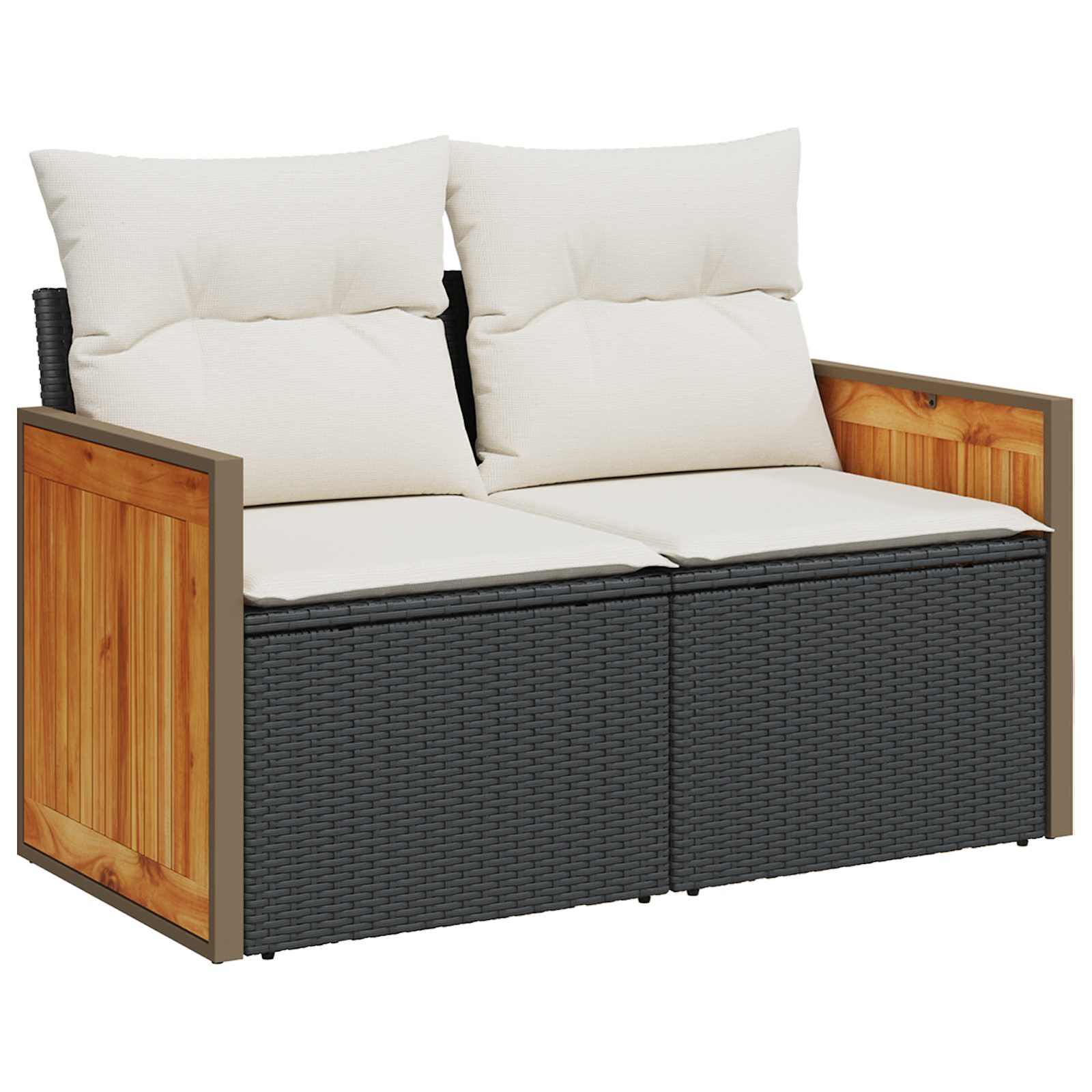 Sjedeća garnitura za vrt s jastukom 14 pcs Crna i Krema