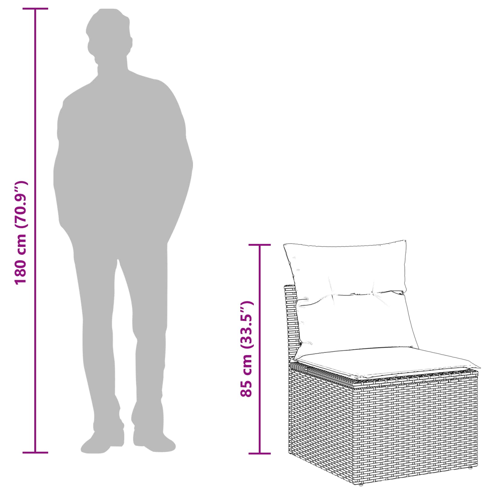 Sjedeća garnitura za vrt s jastukom 14 pcs Siva