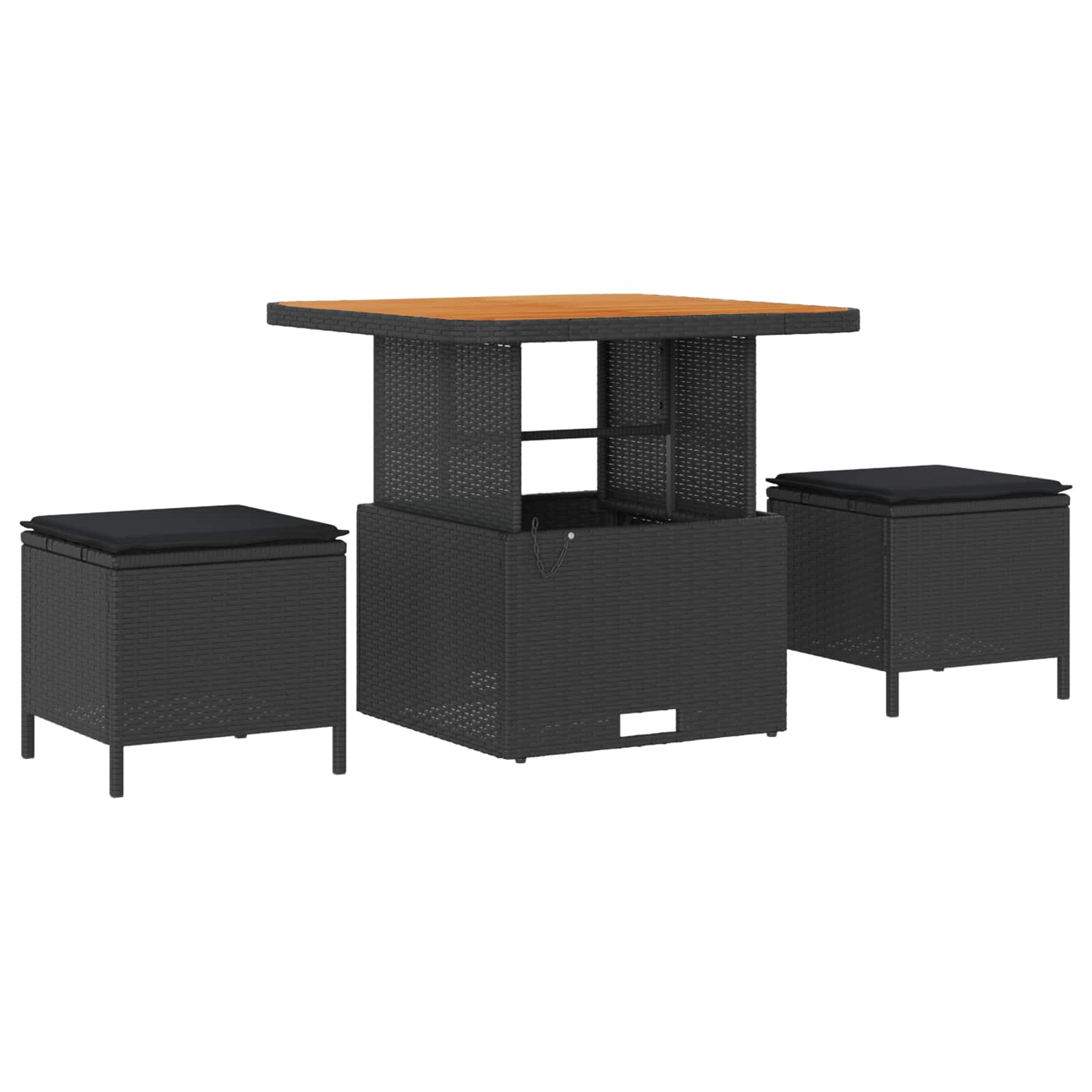 Sjedeća garnitura za vrt s jastukom s pohranom 12 pcs Crna
