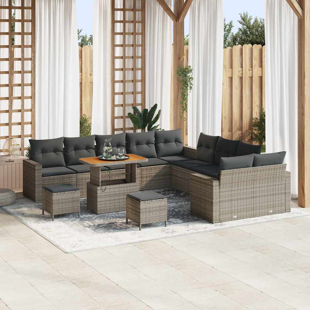 Sjedeća garnitura za vrt s jastukom 17 pcs Siva poliratan