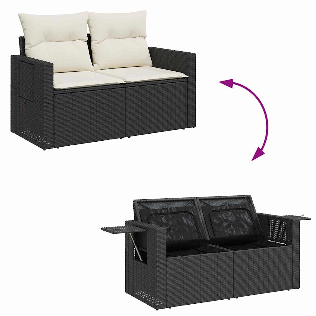 Sjedeća garnitura za vrt 11 pcs Crna i Krema poliratan