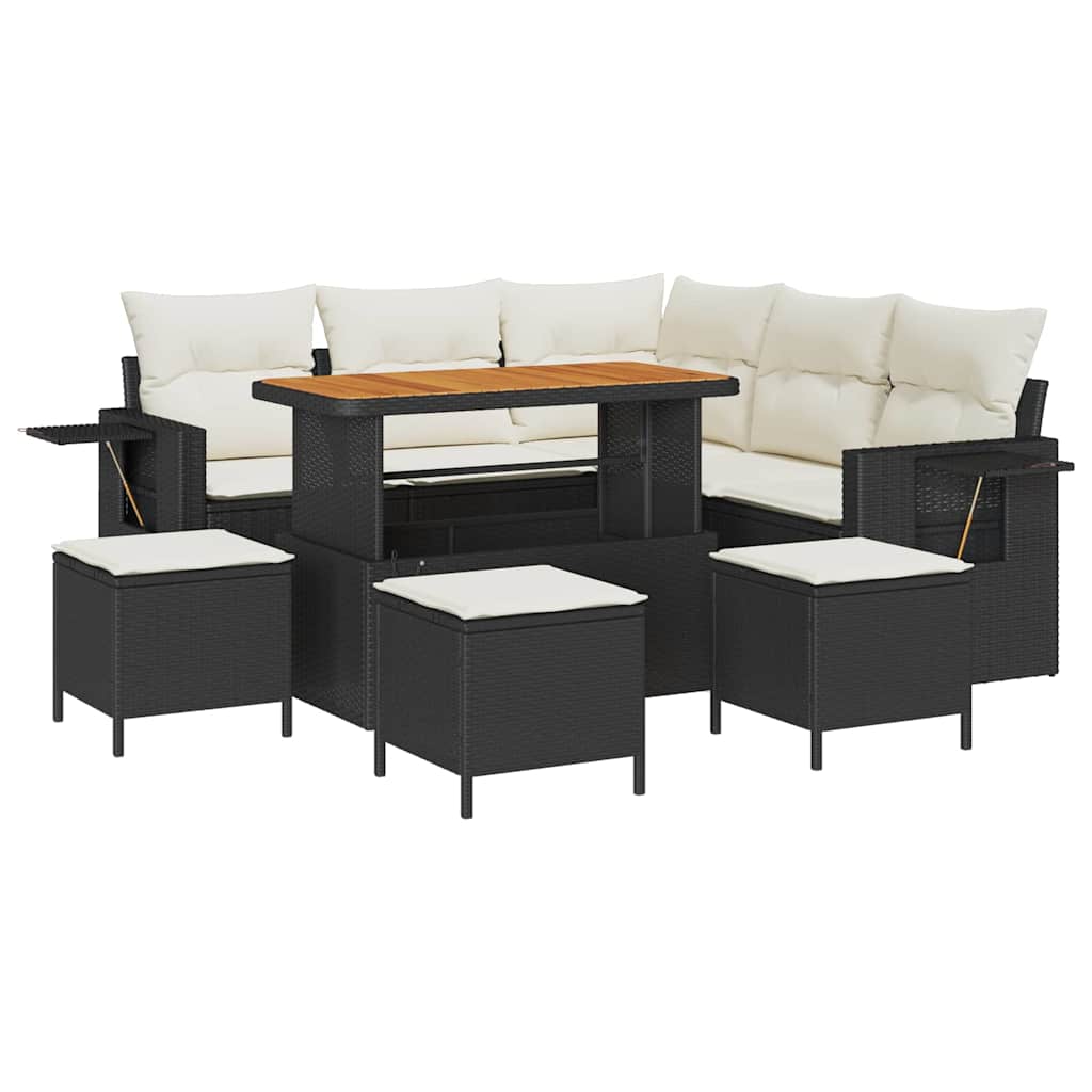 Sjedeća garnitura za vrt 10 pcs Crna i Krema poliratan