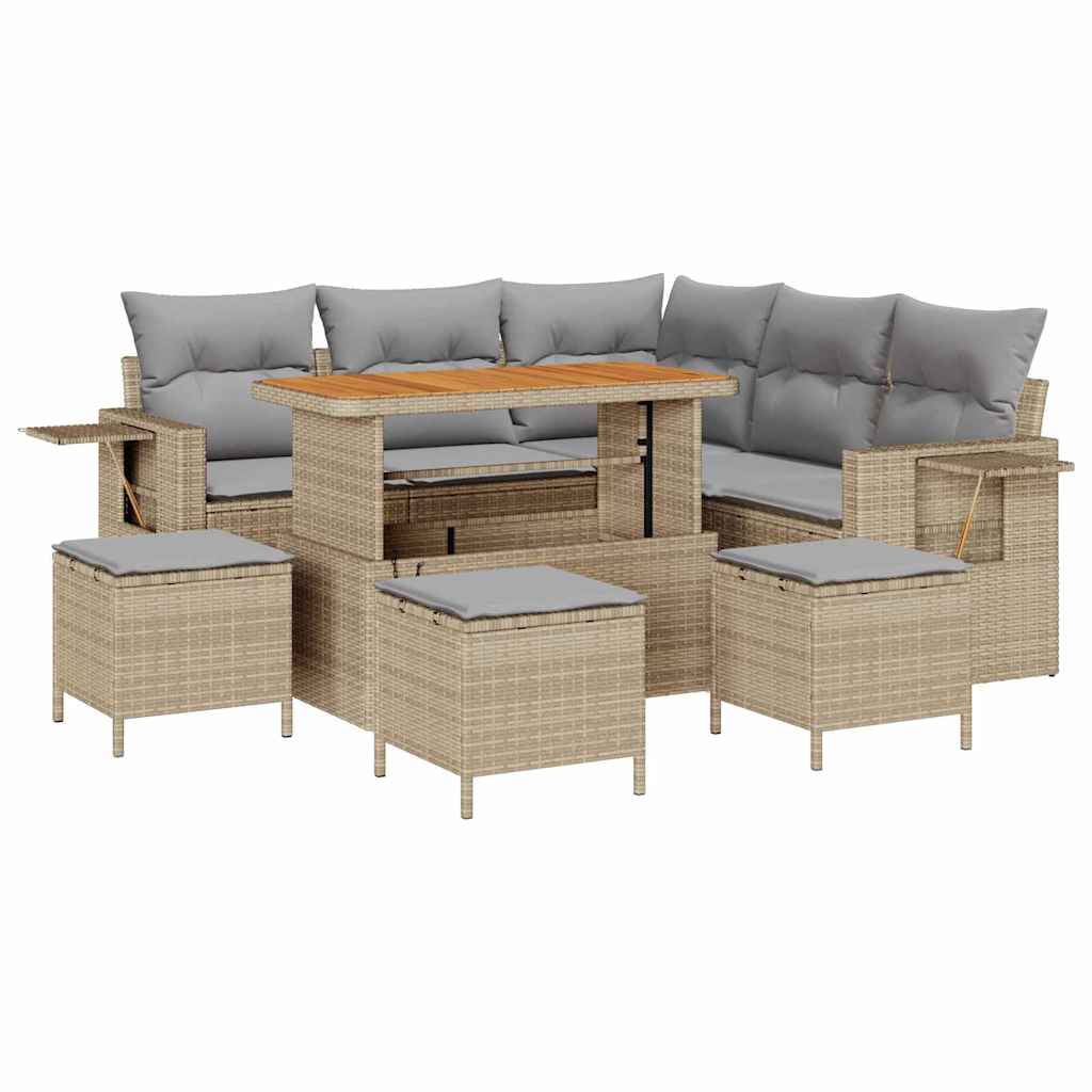 Sjedeća garnitura za vrt 10 pcs Bež i svijetlo siva poliratan