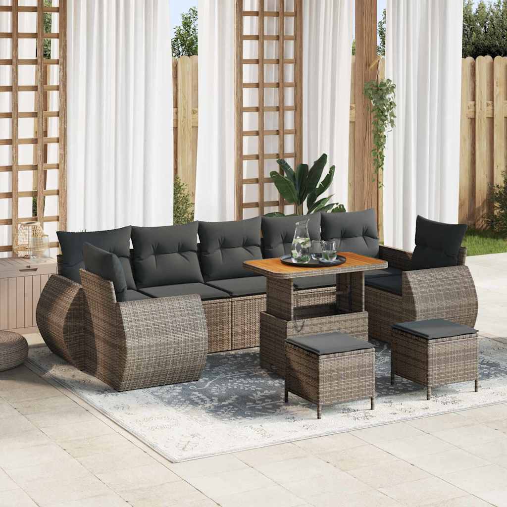 Sjedeća garnitura za vrt s jastukom s pohranom 10 pcs Siva