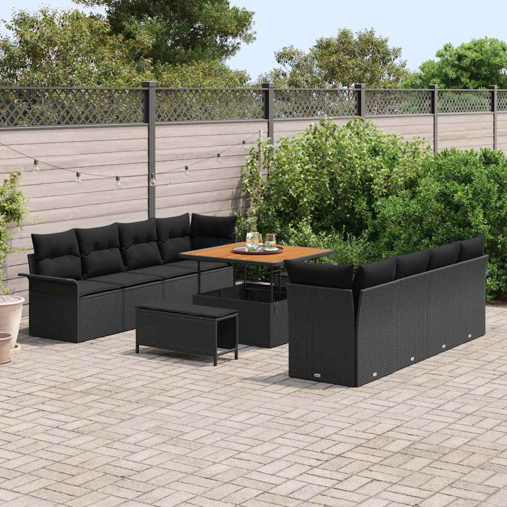 Sjedeća garnitura za vrt s jastukom Crna 100 x 100 x 71 cm