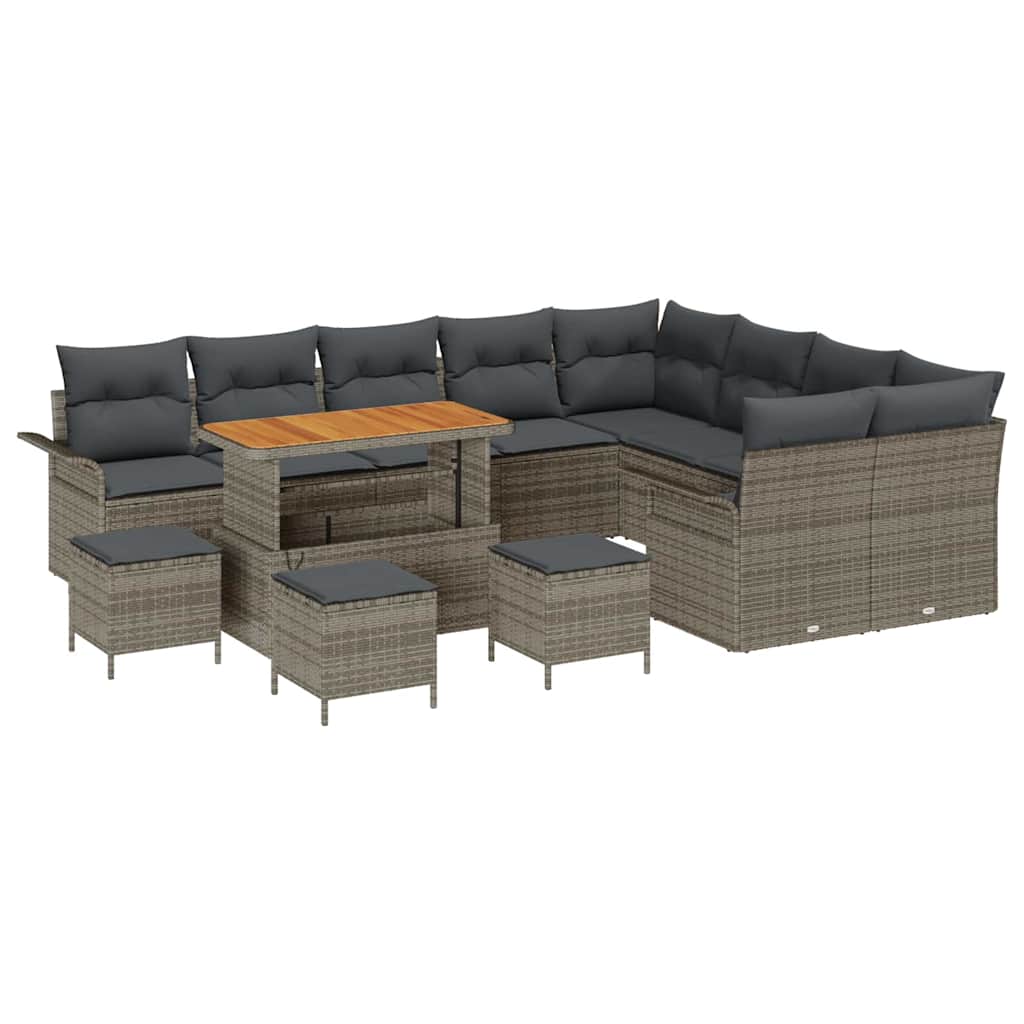 Sjedeća garnitura za vrt s jastukom s pohranom 13 pcs Siva
