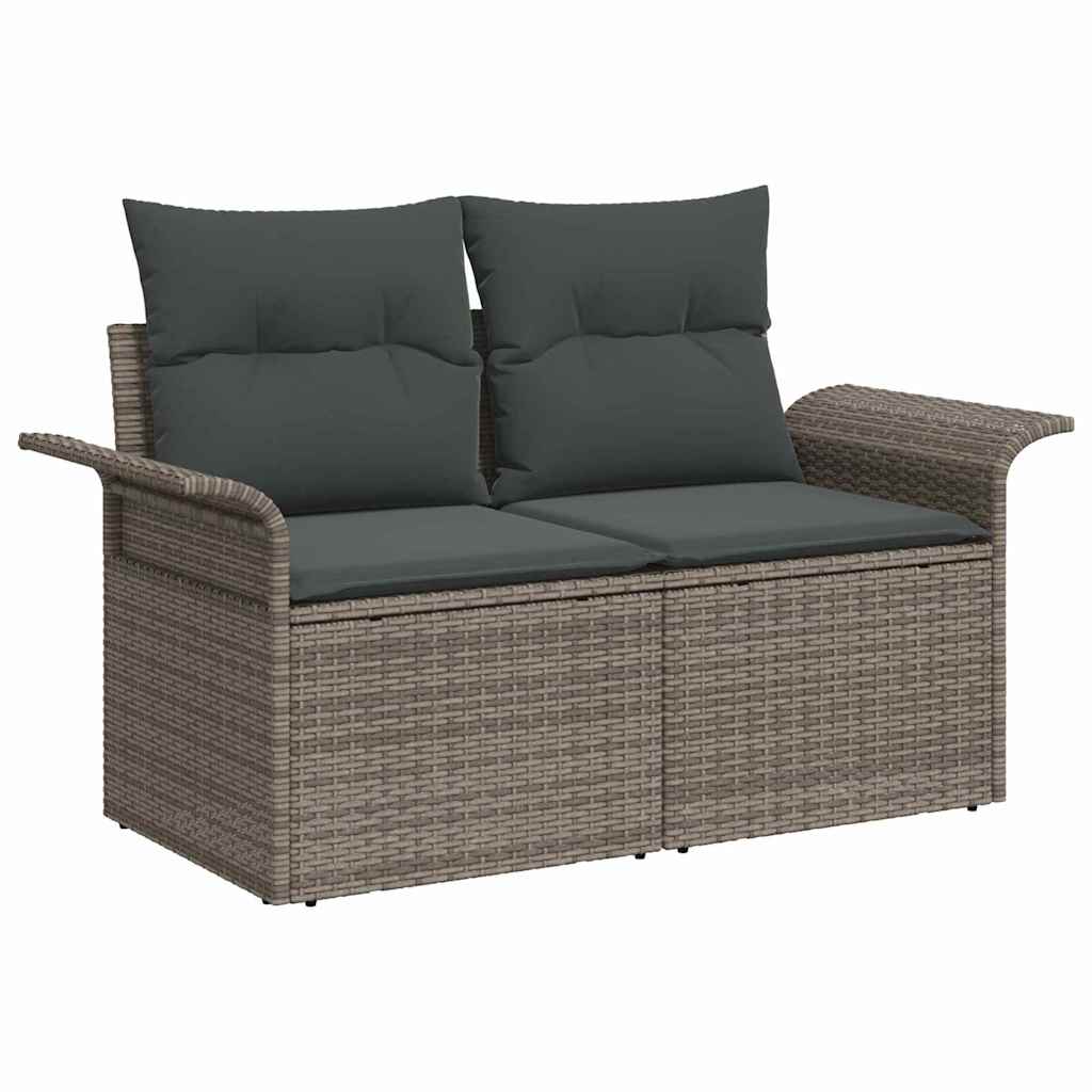 Sjedeća garnitura za vrt s jastukom s pohranom 13 pcs Siva