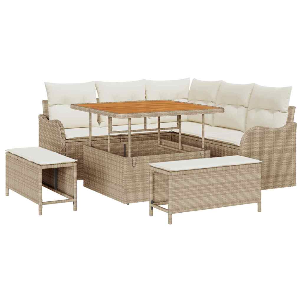 Sjedeća garnitura za vrt s jastukom 8 pcs Bež i krema