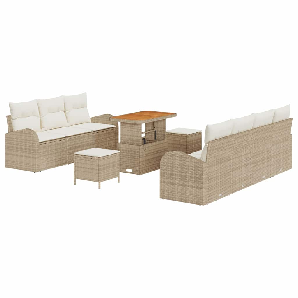 Sjedeća garnitura za vrt s jastukom 10 pcs Bež i krema
