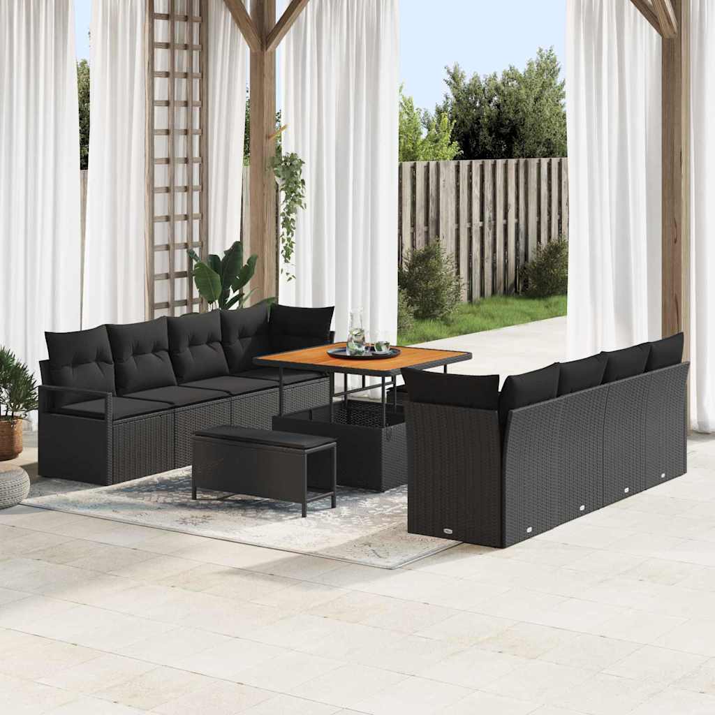 Sjedeća garnitura za vrt s jastukom Crna 100 x 100 x 71 cm