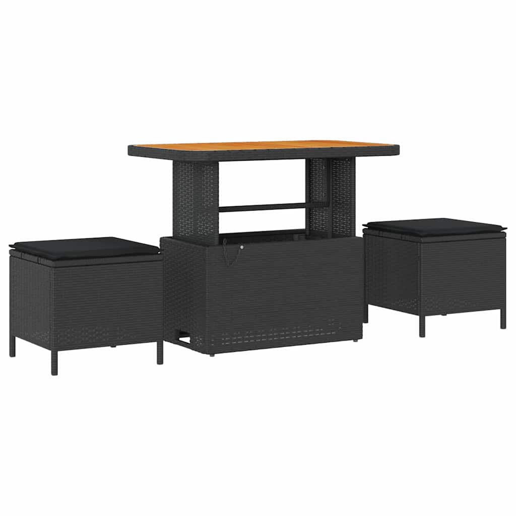 Sjedeća garnitura za vrt s jastukom 10 pcs Crna Poli ratan
