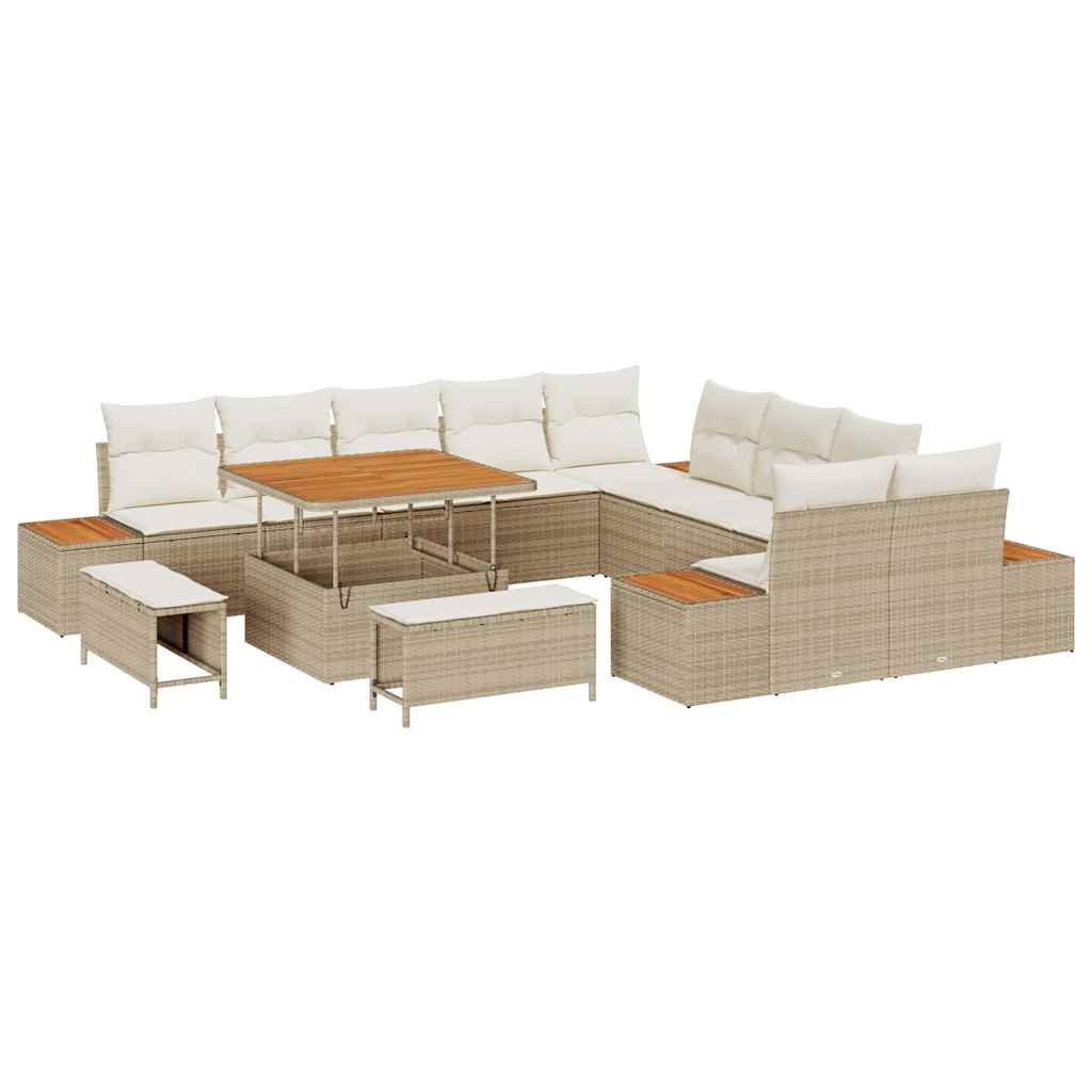 Sjedeća garnitura za vrt s jastukom 13 pcs Bež Poli ratan