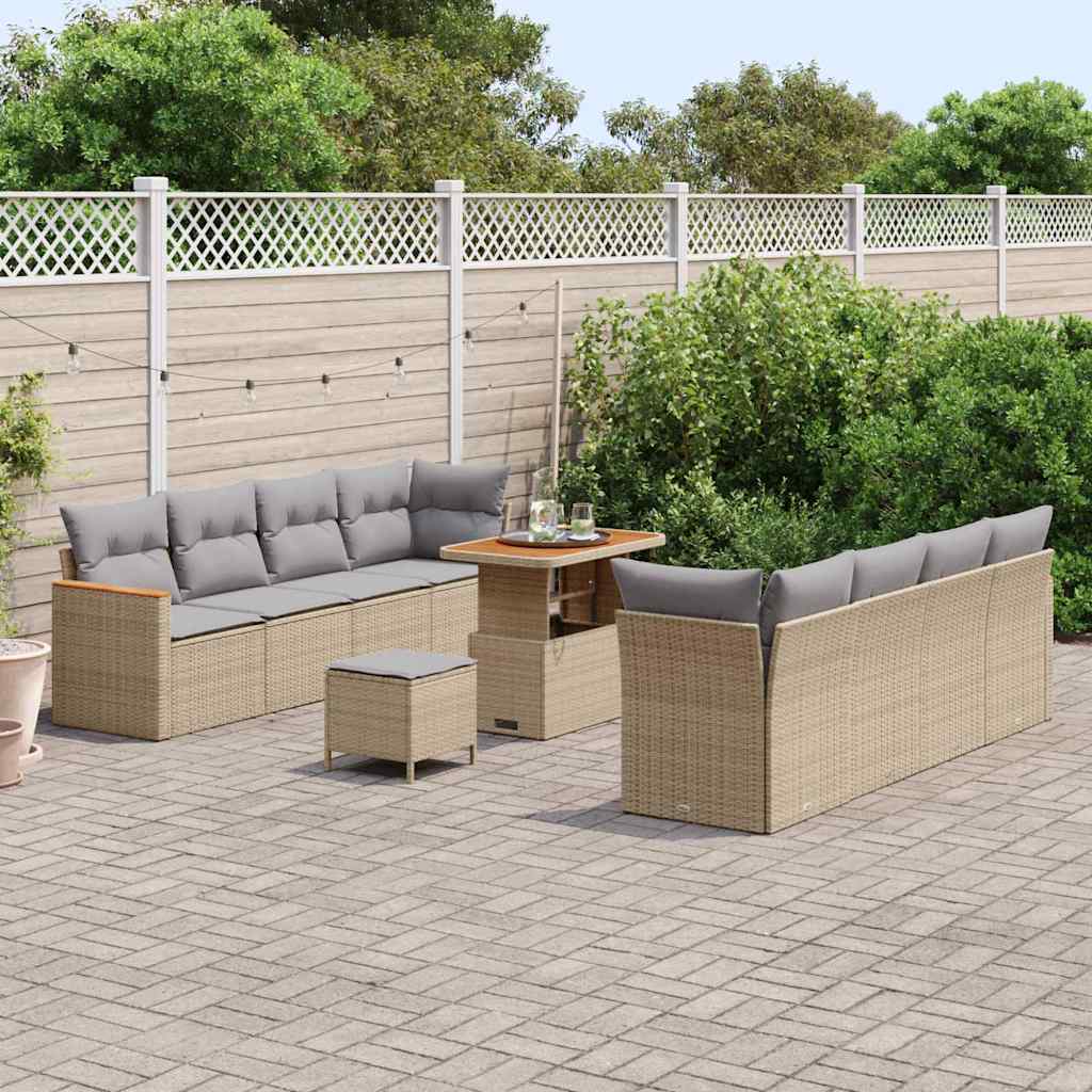 Sjedeća garnitura za vrt s jastukom 12 pcs Bež poliratan