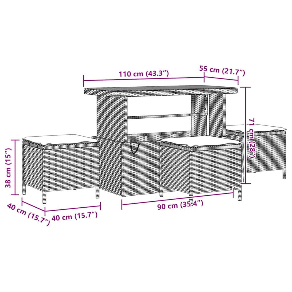 Sjedeća garnitura za vrt 18 pcs Bež i krema poliratan