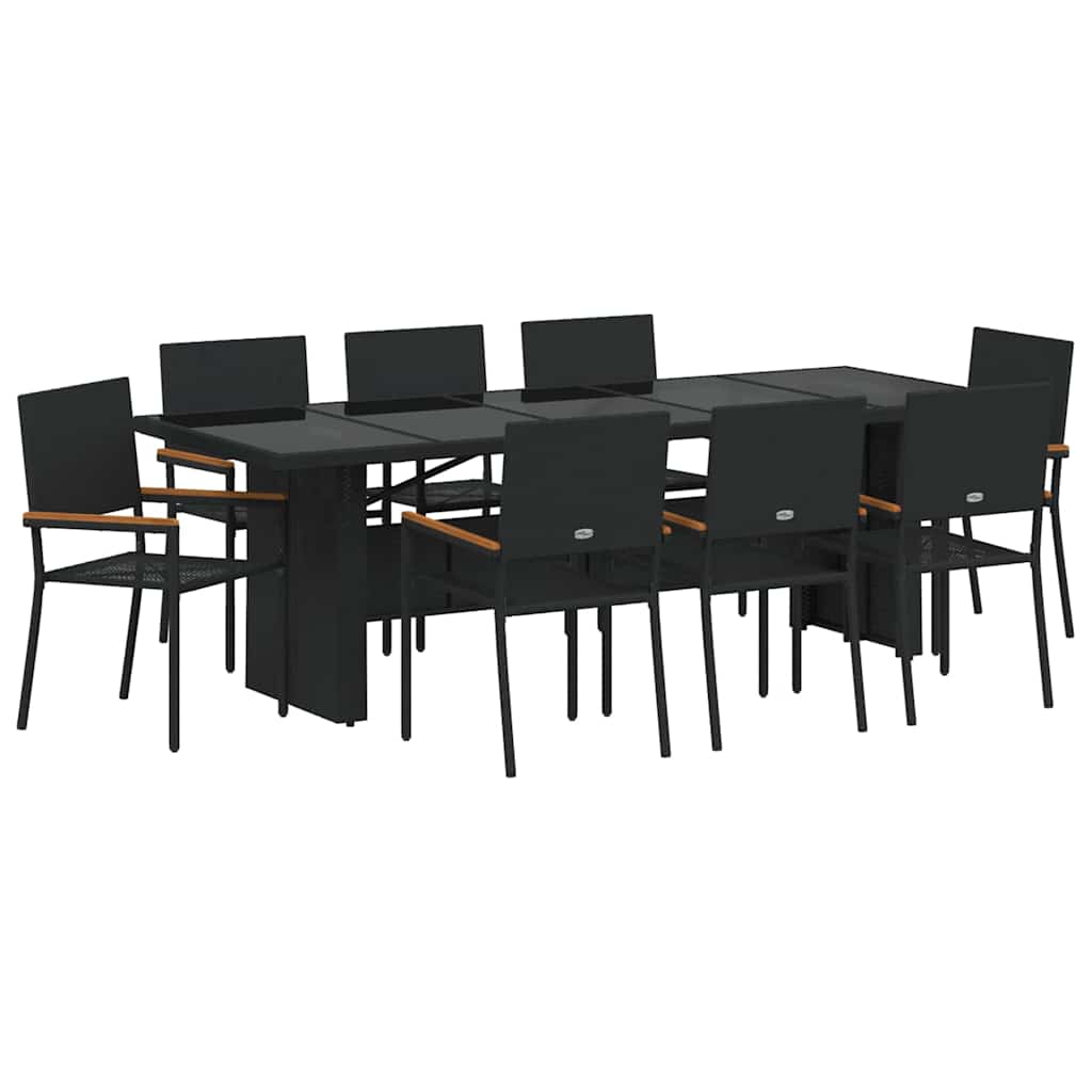 Vrtni set za objed 9 pcs Crna poliratan