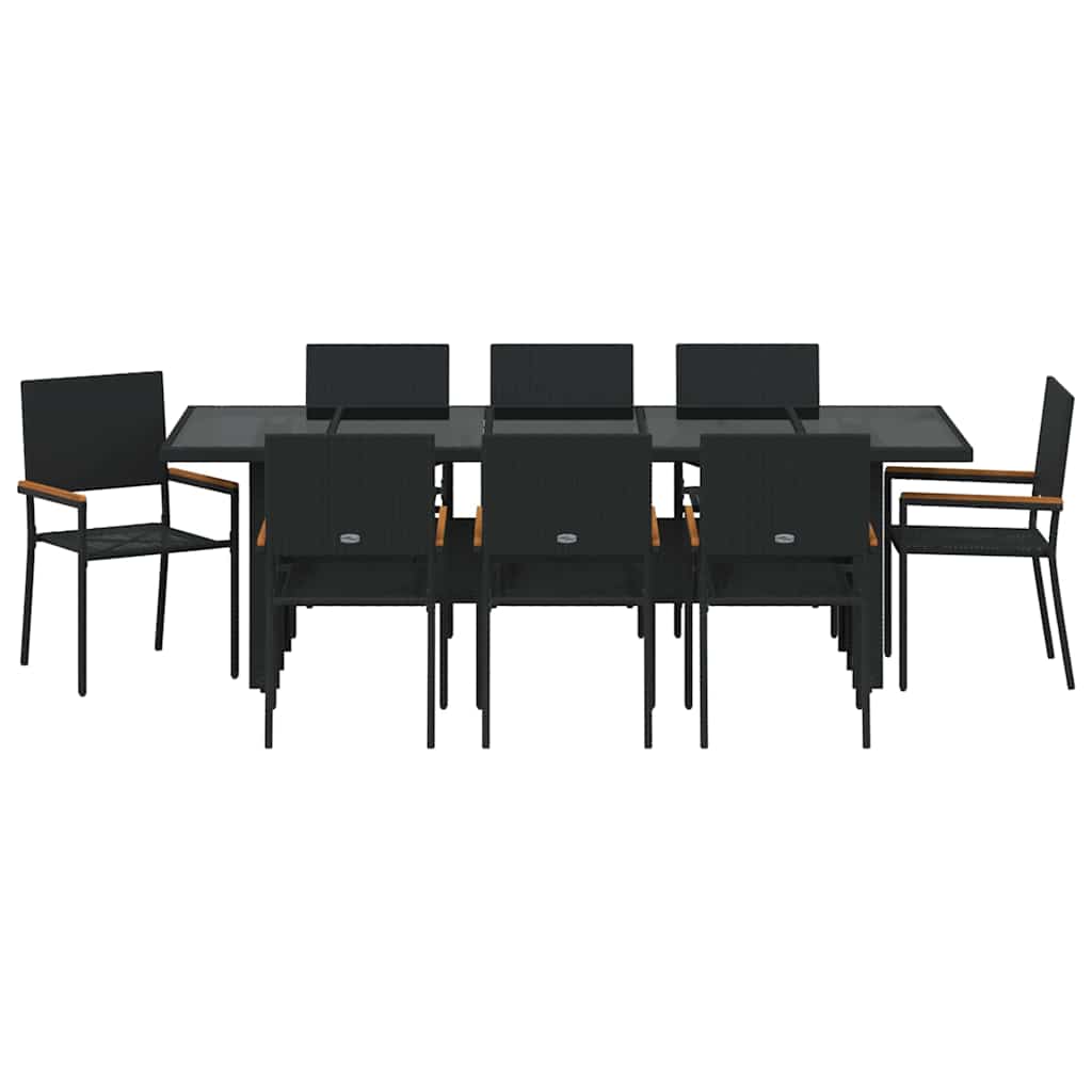 Vrtni set za objed 9 pcs Crna poliratan