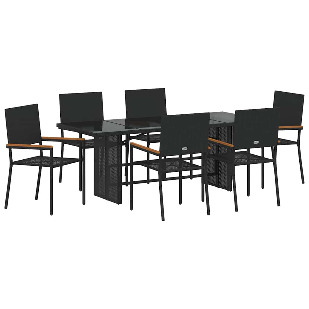 Vrtni set za objed 7 pcs Crna poliratan