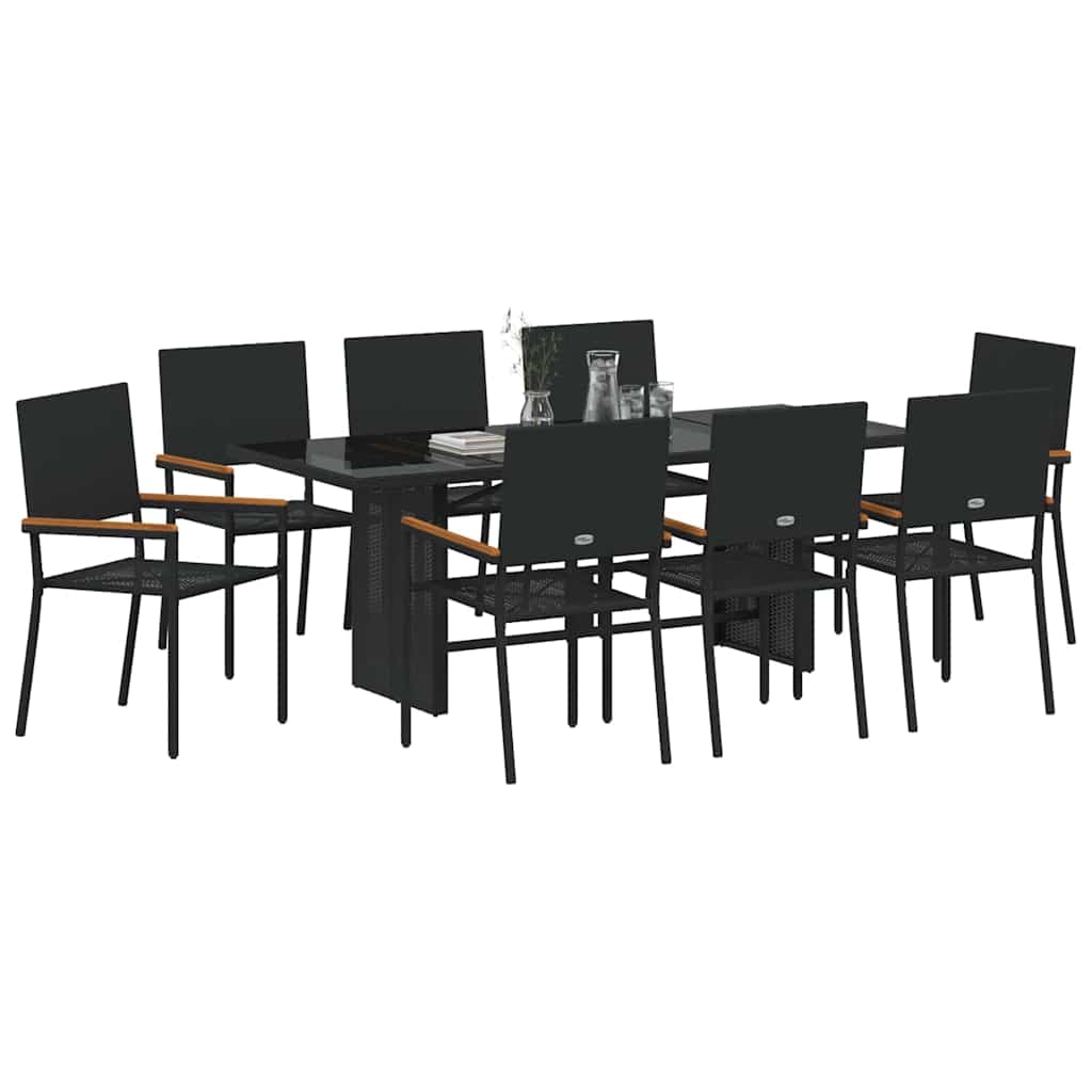 Vrtni set za objed 9 pcs Crna poliratan
