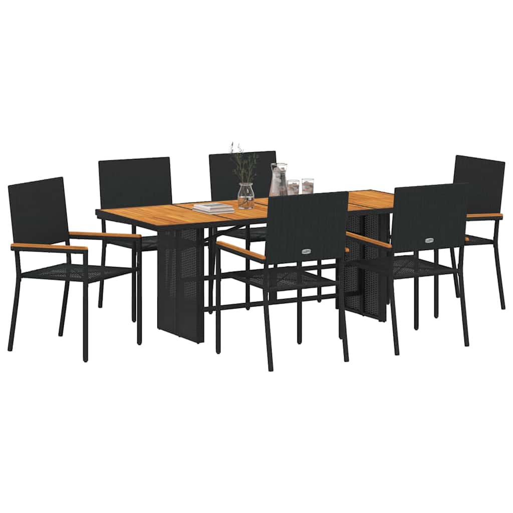 Vrtni set za objed 7 pcs Crna poliratan
