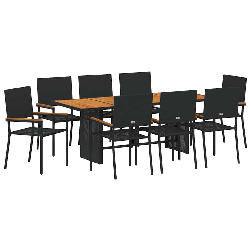 Vrtni set za objed 9 pcs Crna poliratan
