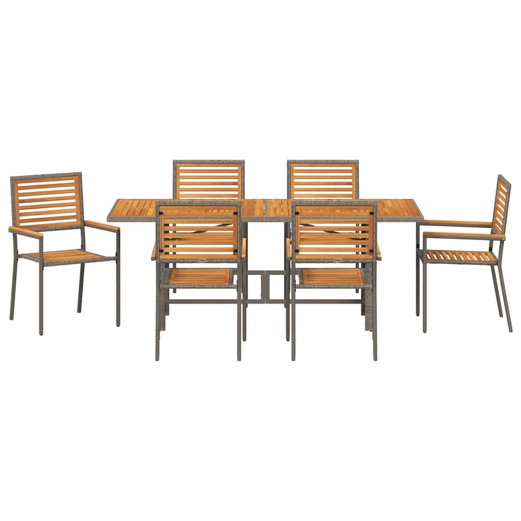 Vrtni set za objed 7 pcs Siva i smeđa poliratan