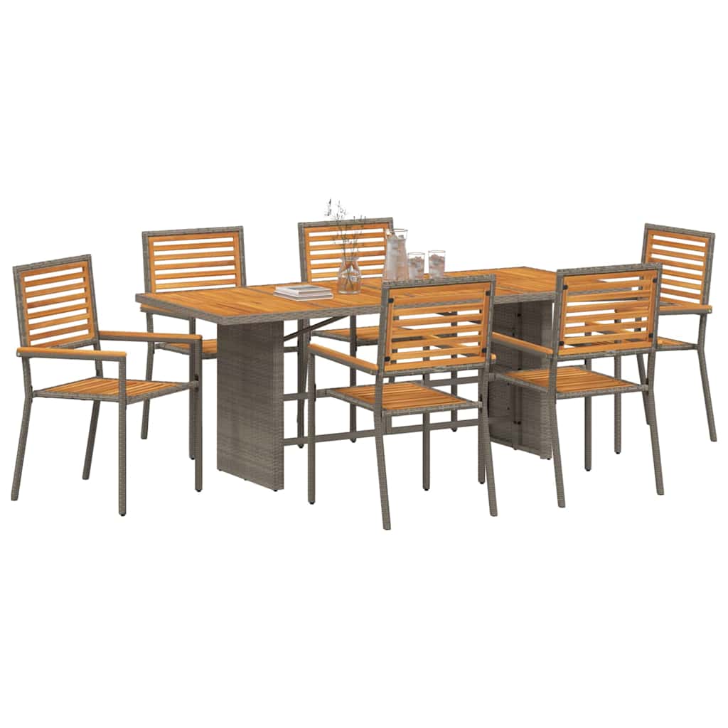 Vrtni set za objed 7 pcs Siva i smeđa poliratan