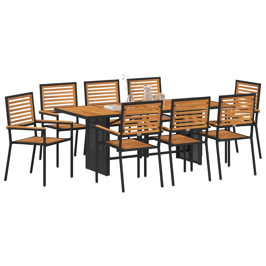 Vrtni set za objed 9 pcs Crna i smeđa poliratan