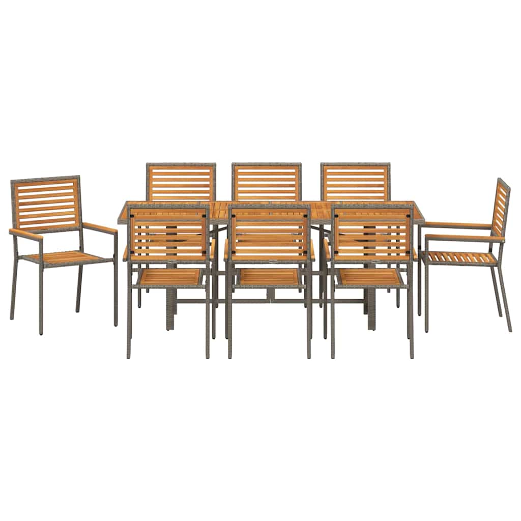 Vrtni set za objed 9 pcs Siva i smeđa poliratan