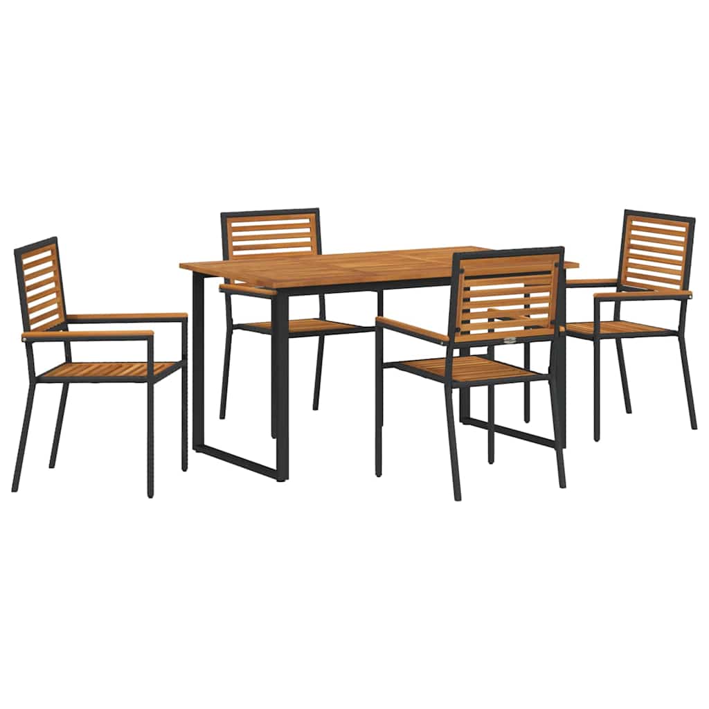 Vrtni set za objed 5 pcs Crna Čvrsto drvo akacije