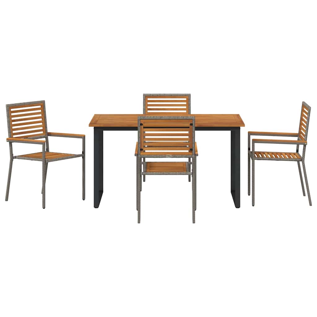 Vrtni set za objed 5 pcs Siva Čvrsto drvo akacije