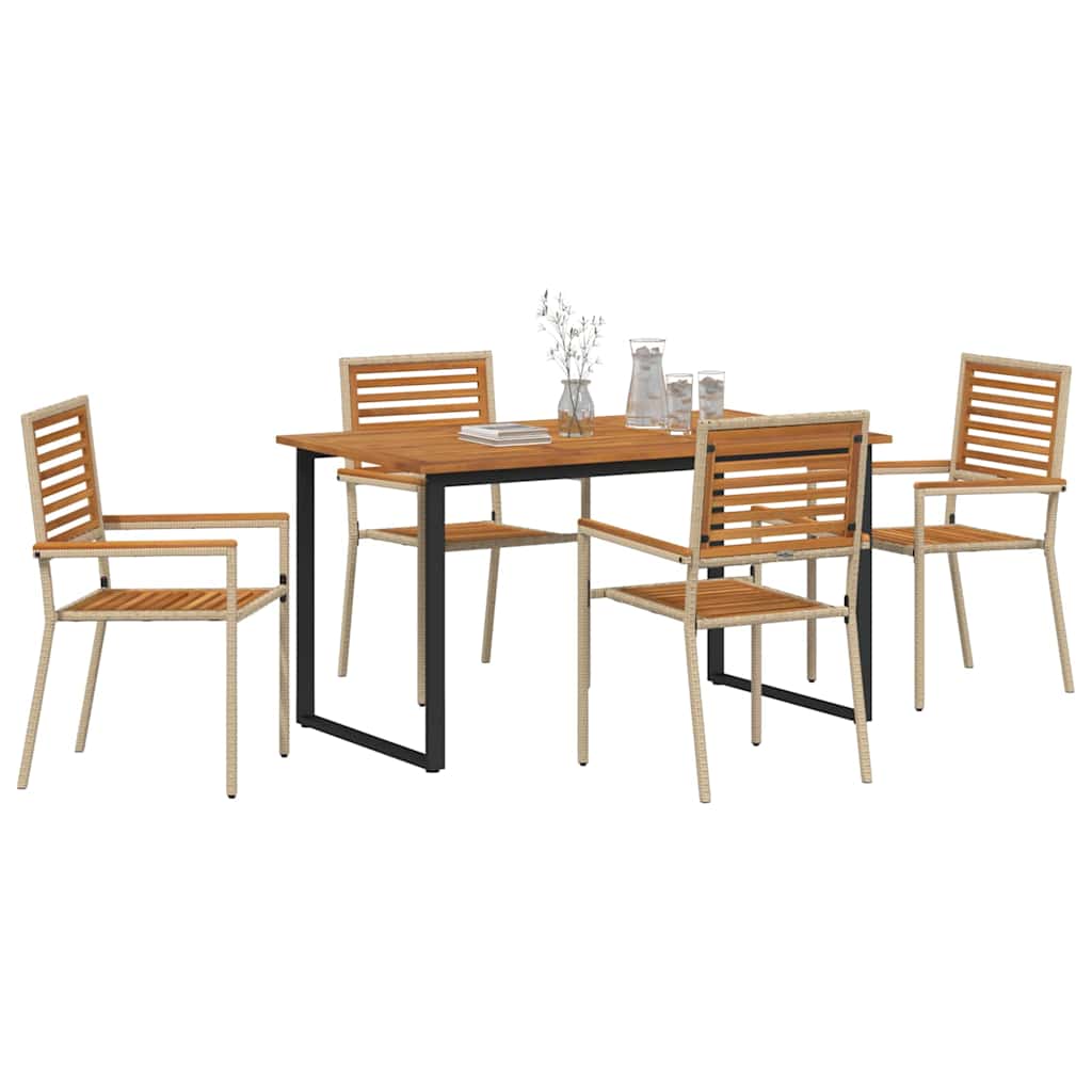 Vrtni set za objed 5 pcs Bež Čvrsto drvo akacije