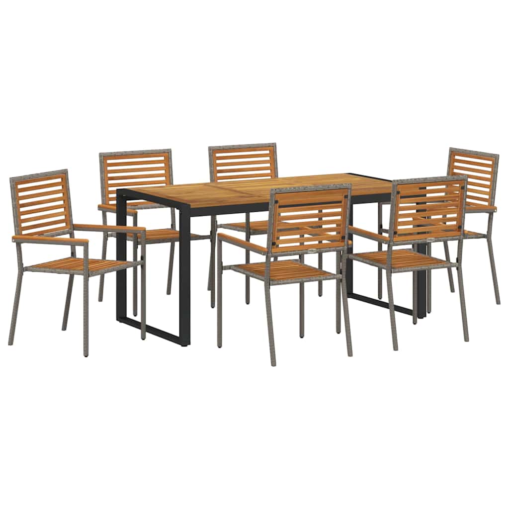 Vrtni set za objed 7 pcs Siva i smeđa poliratan