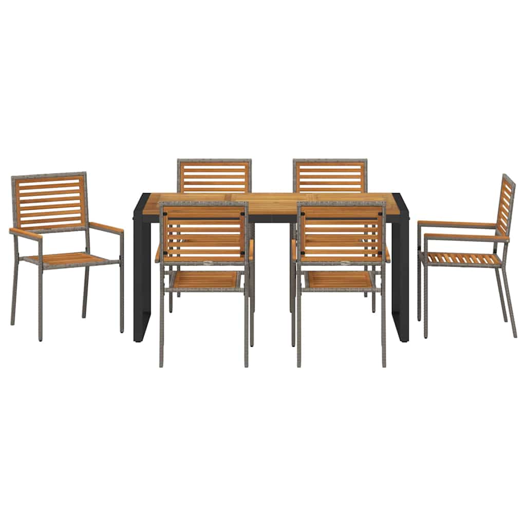 Vrtni set za objed 7 pcs Siva i smeđa poliratan