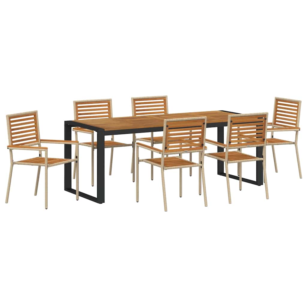 Vrtni set za objed 7 pcs Bež i smeđa poliratan