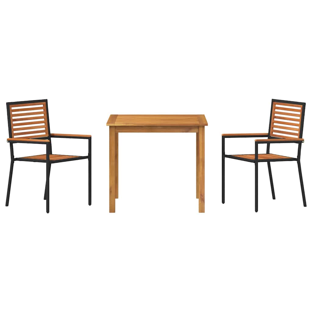 Vrtni set za objed 3 pcs Crna Čvrsto drvo akacije