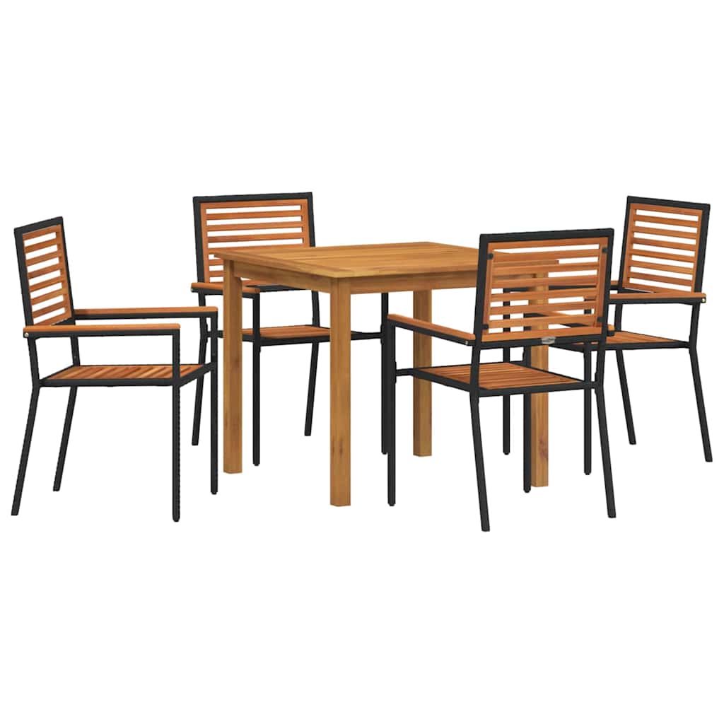 Vrtni set za objed 5 pcs Crna Čvrsto drvo akacije