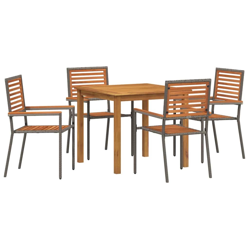 Vrtni set za objed 5 pcs Siva Čvrsto drvo akacije