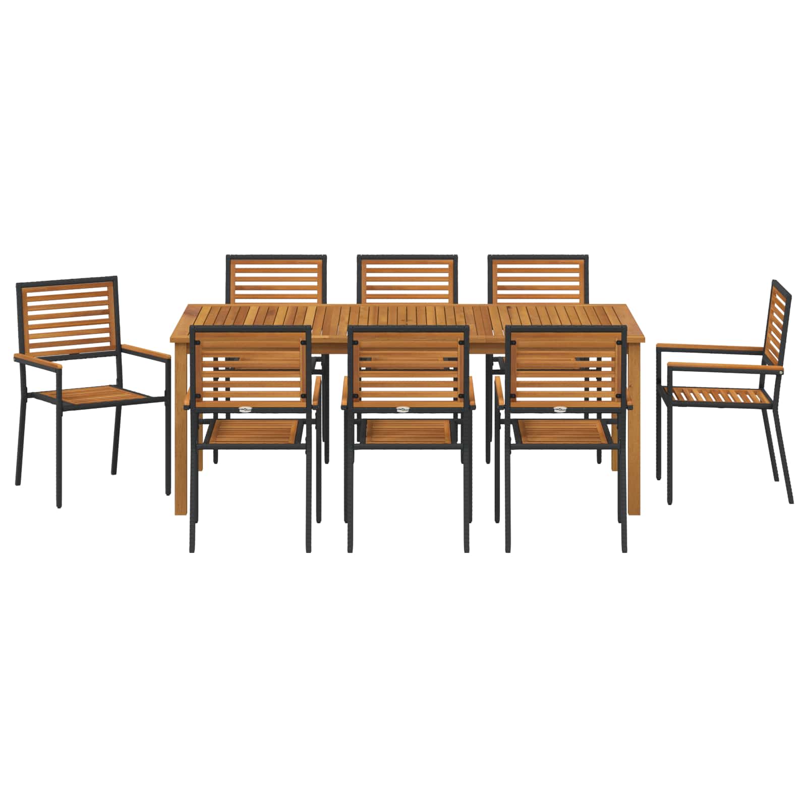 Vrtni set za objed 9 pcs Crna Čvrsto drvo akacije