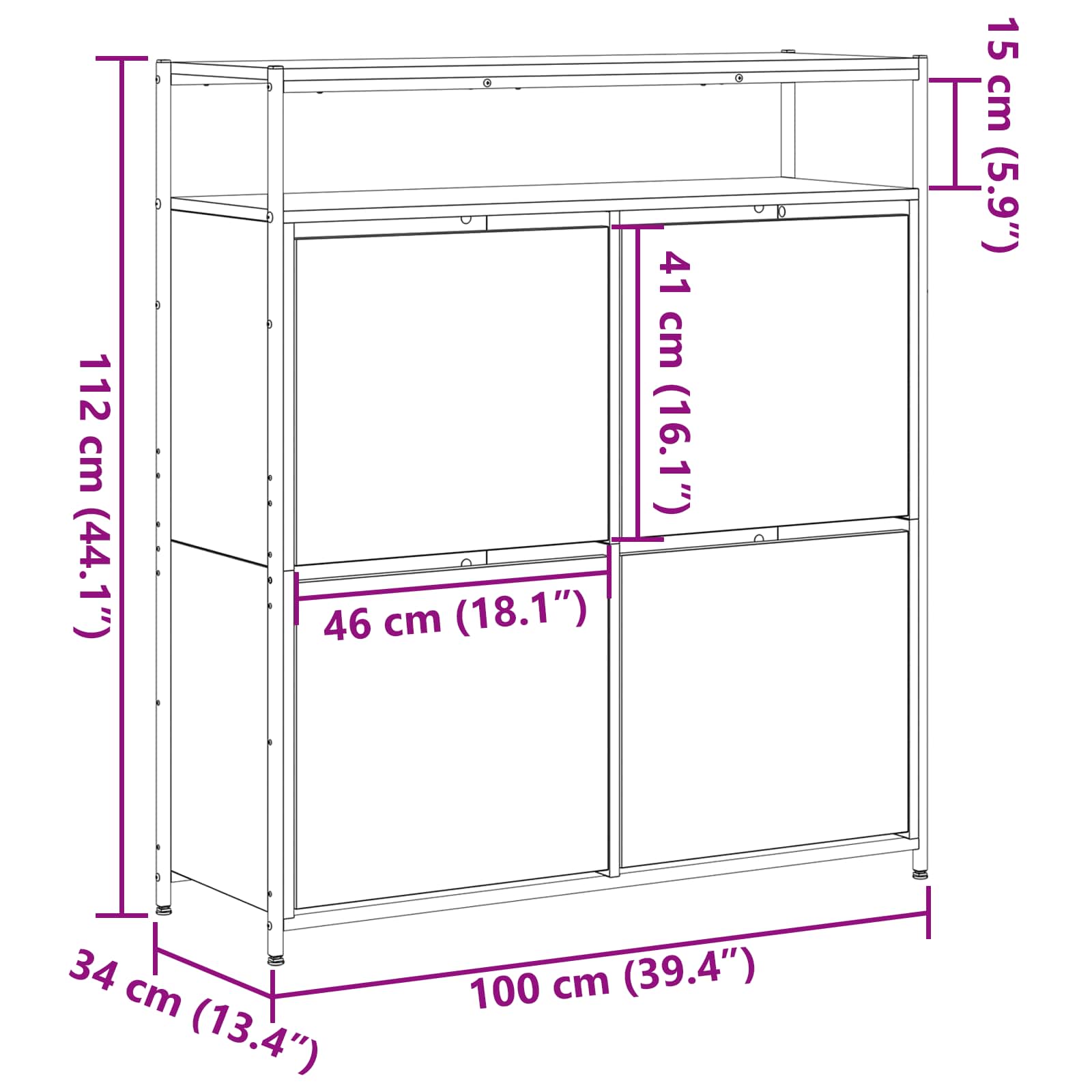 Ormar za cipele s policom Umjetnički hrast 100 x 34 x 112 cm