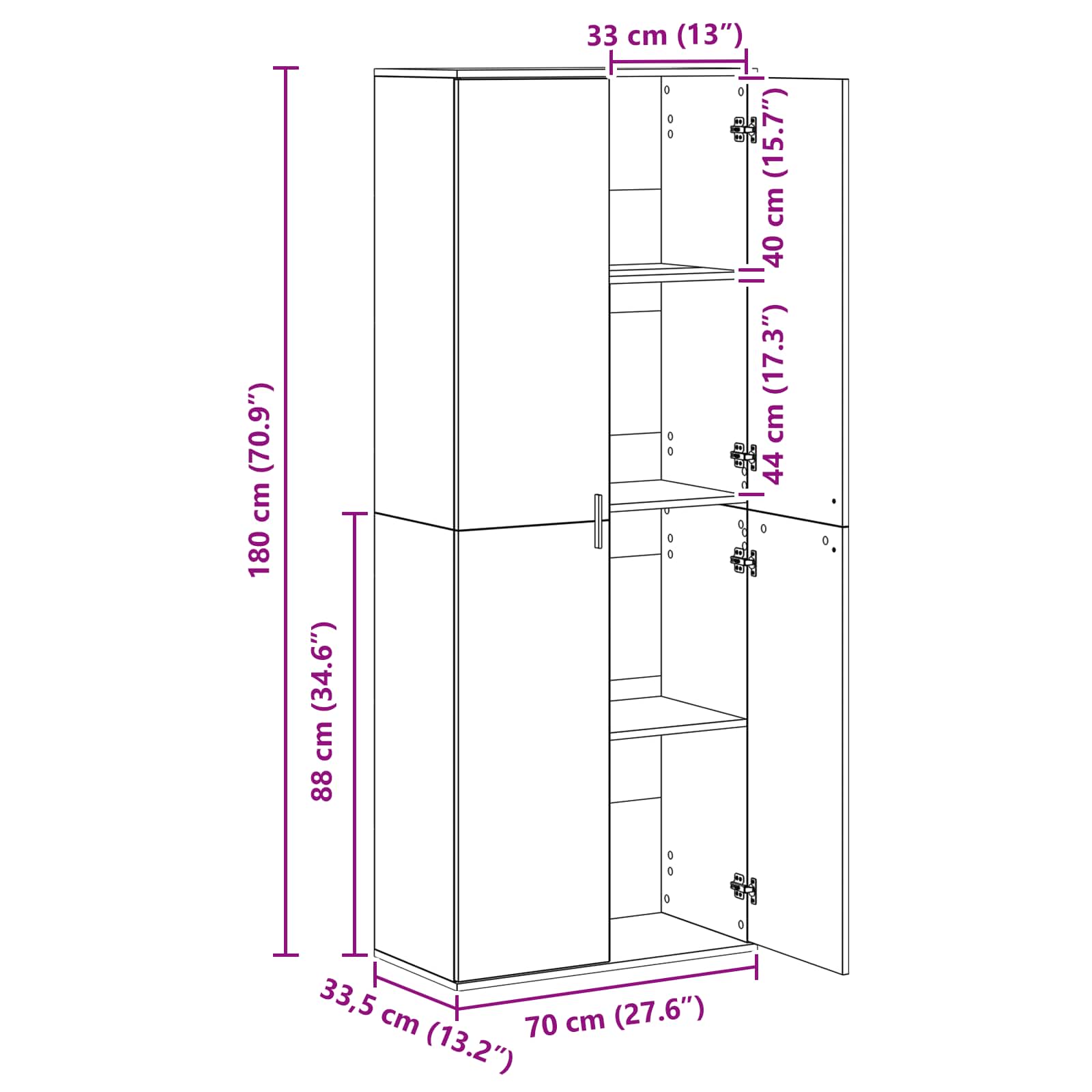 Highboard Staro drvo 70 x 33.5 x 180 cm Konstruirano drvo