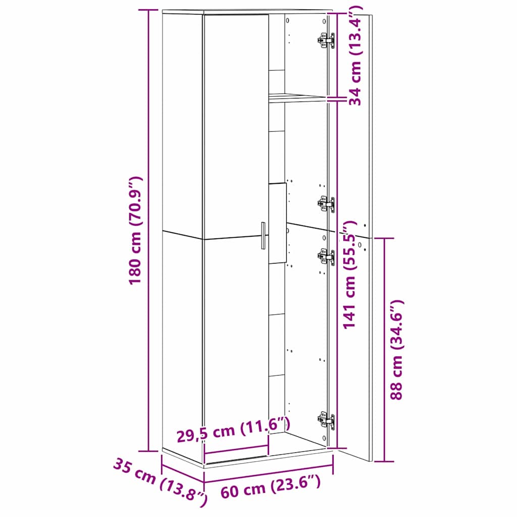 Visoka komoda Staro drvo 60 x 35 x 180 cm Konstruirano drvo